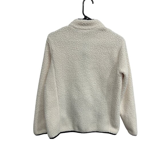 Lands End Full Zip Cozy Sherpa Fleece Jacket Cream Sz Medium Petite Outerwear - Picture 2 of 13